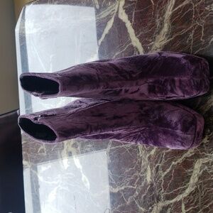 GB So-Retro Velvet Platform Block Heel Booties